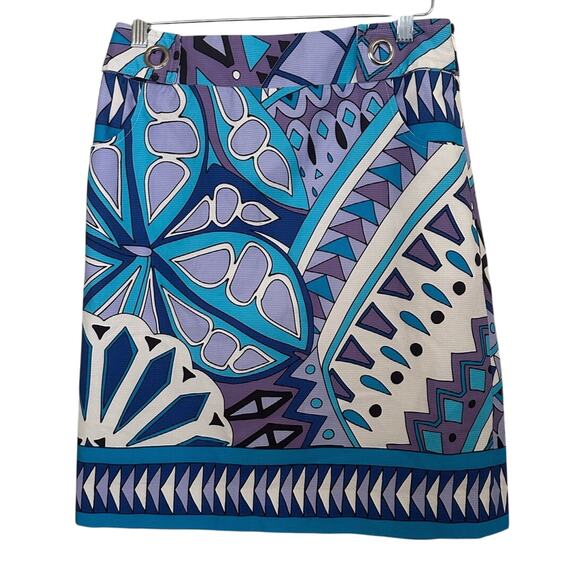 Carlisle Mini Skirt Blue Women's Size 6 Mod Geometric Printed Retro 60’s Style - Picture 1 of 5